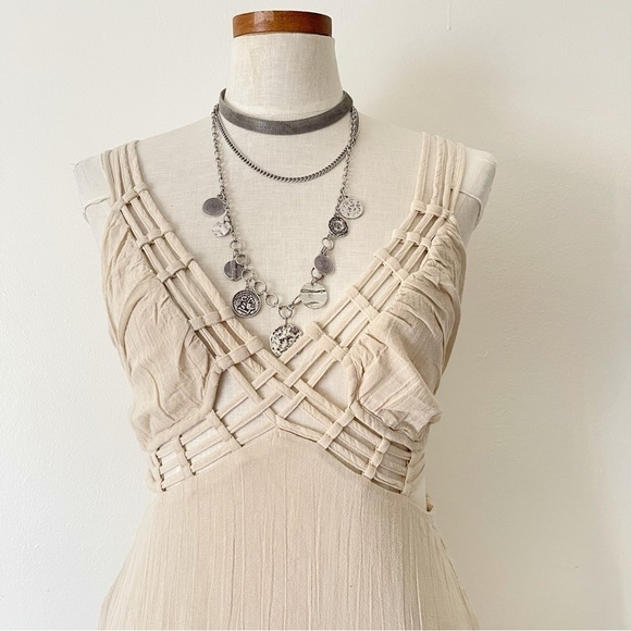 Free People Tan Auralie maxi dress NWT Small boho - Picture 1 of 12